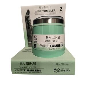 Evoke Stainless Steel Wine‎ Tumbler 2 Piece Set With Corkscrew